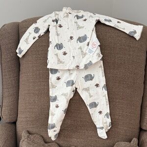 Wonder Nation Baby Pajama Set with Animal Print